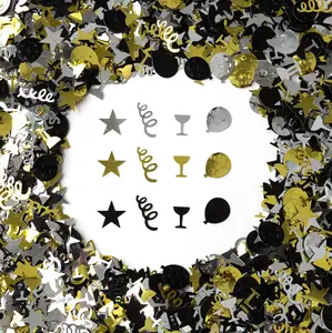 Black & Gold Celebration Confetti – 1 lb Bulk Bag (8,250+ Pieces) Party & Event Decor