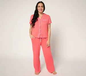 MUK LUKS Dream Cloud Button Front Short Sleeve Pajama Set