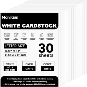 8.5 x 11 Inch 80lb White Heavy Thick Cardstock Paper, 30 Sheets Printer Cardstock for Invitations Menus Weddings DIY Cards Scrapbooking
