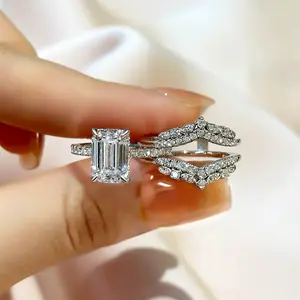 Maxine Vintage 3.3Ct Rectangle Cut Insert Wedding Ring Set For Women,5A Cubic Zirconia Women's Ring Jewelry