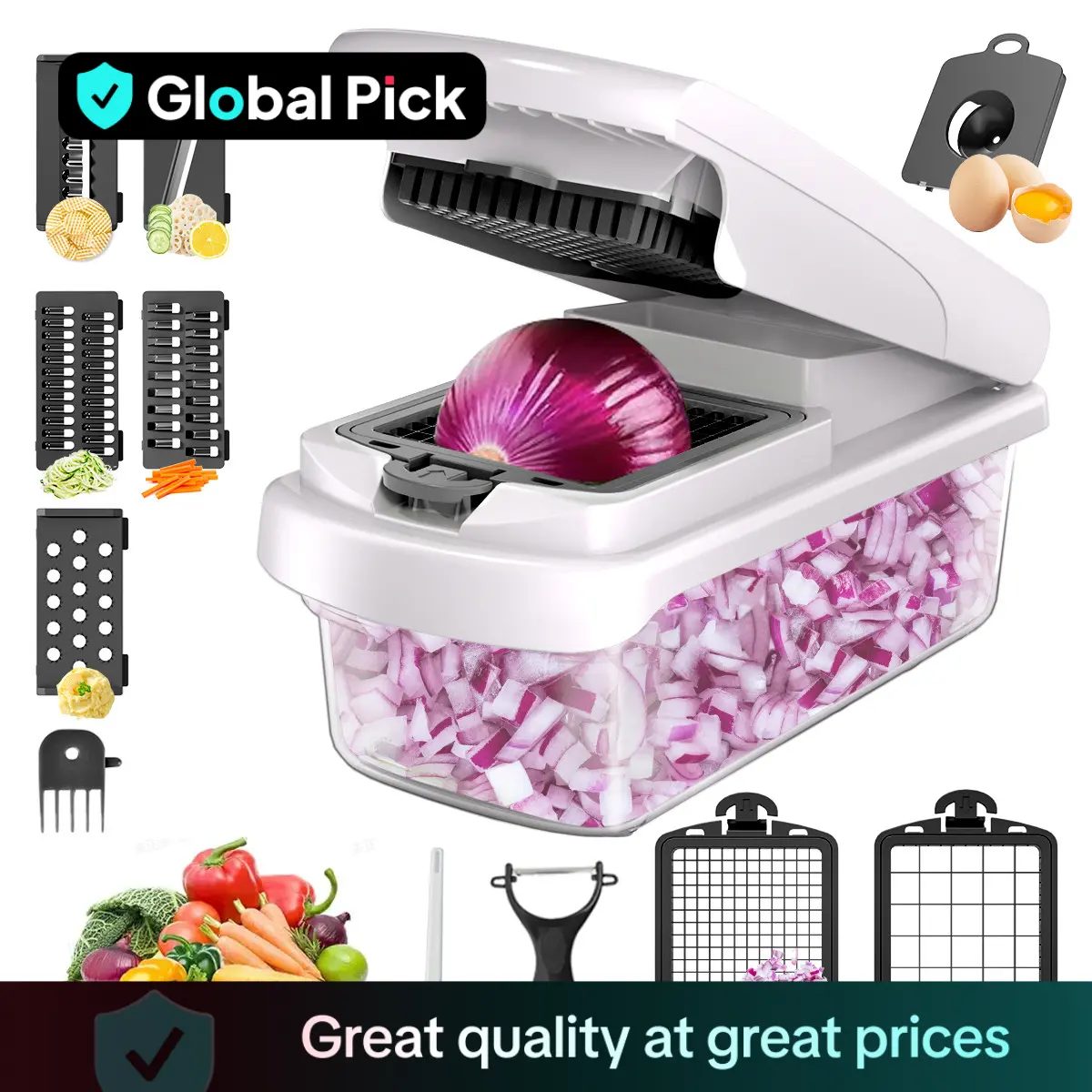 Manual Vegetable Chopper, 1 Set Multifunctional Vegetable Chopper with Container, Kitchen Gadgets for Home Use, Household Kitchen Products, Utensils