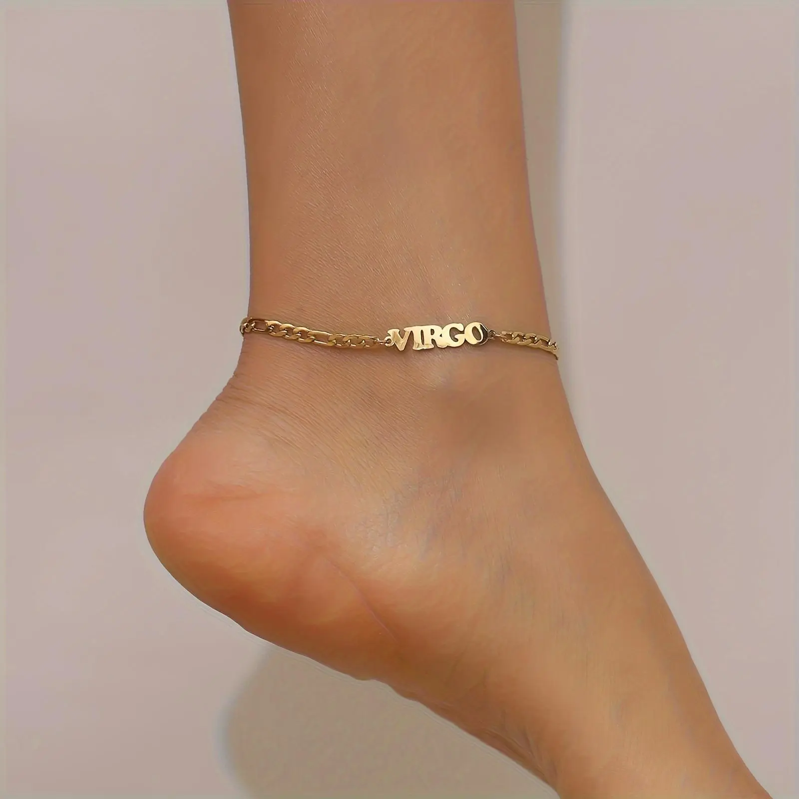 Twelve Constellations Thin Chain Anklet Zodiac Sign Personality Stainless Steel Ankle Bracelet Birthday Gift
