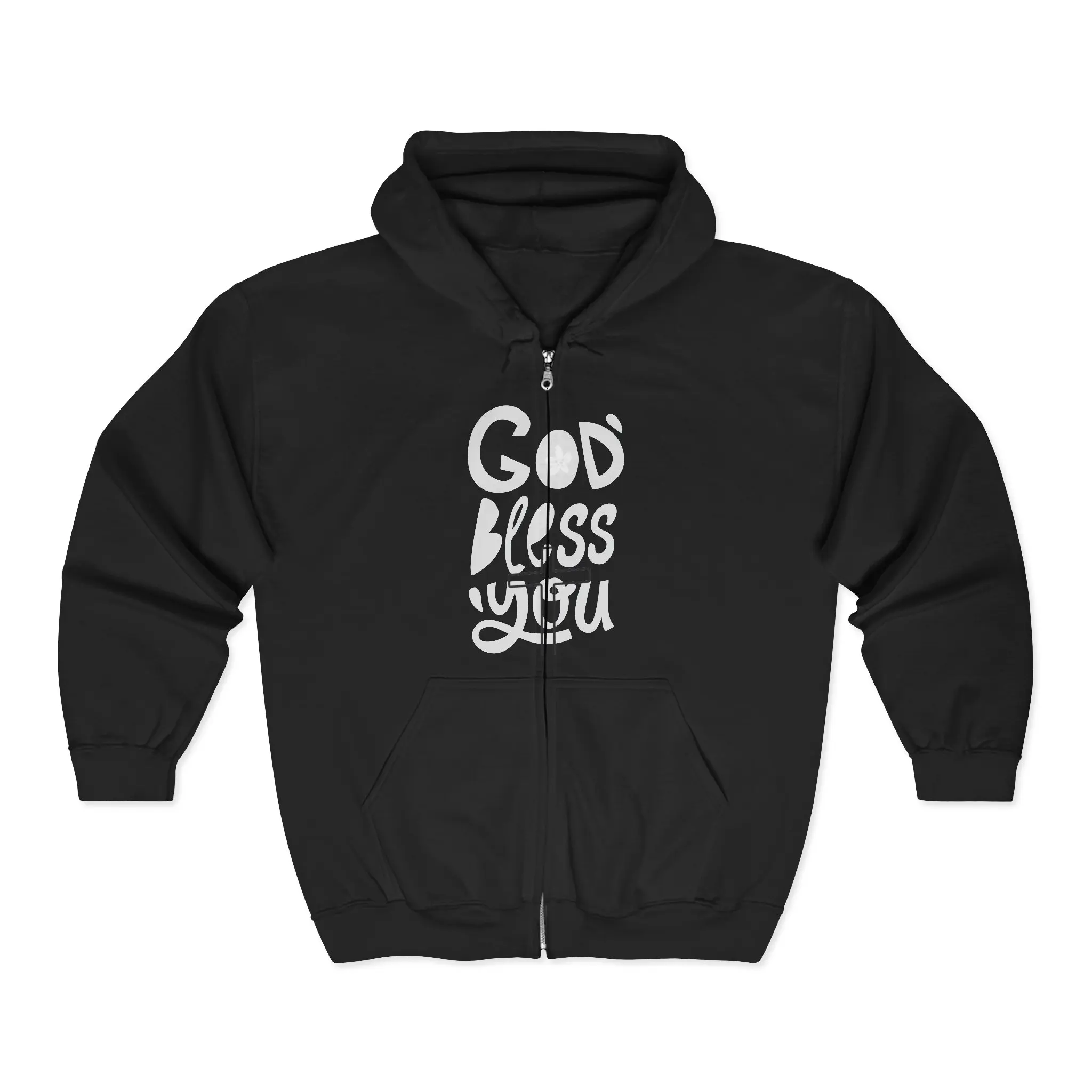 God Bless You Zip Hoodie | Religious Typography Christian Pullover