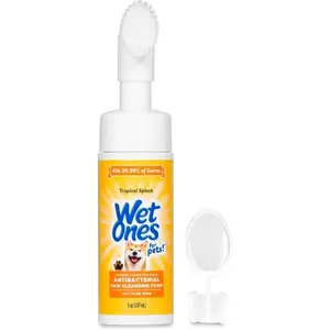 Wet Ones for Pets Antibacterial Dog Paw Cleaner with Built-in Scrubber Brush, Tropical Splash Scent - Foaming Cleanser for Dog Paws - Paw Washer & Grooming Care, 5 Ounce