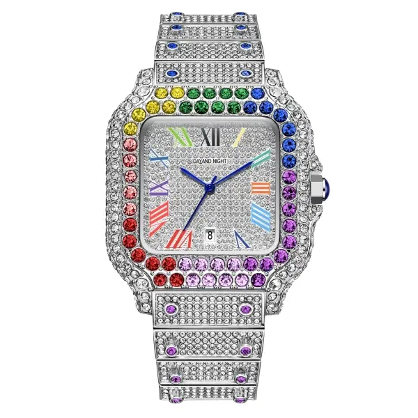 Dayand Night 2026 Women 42mm Waterproof Full Diamond Luxury Quartz Watch - Exquisite, Stylish Square Dial Timepiece, Fashion Accessory for Business Banquets, Valentine's/Anniversary Gift Jewelry, Exquisite Watch, Stylish Watch