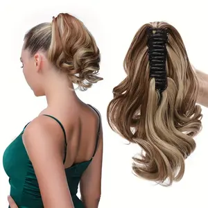 Snoilite 12" Inches Short Claw Ponytail Hair Extensions Synthetic Curly Real Hair Piece Cute Clip In Hair Extensions For Women Hair Accessories Wig Wavy