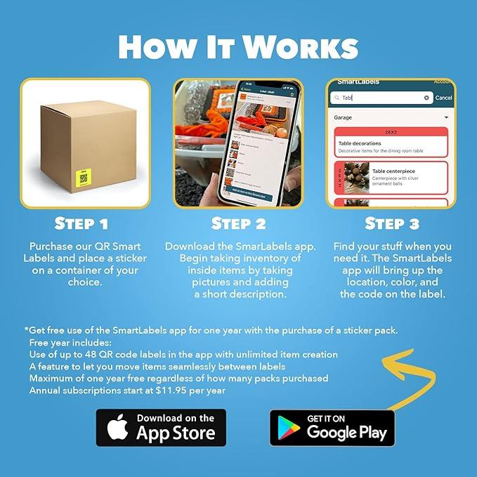 SmartLabels Original 48 Labels Red, Green, Blue, Yellow) Scannable Stickers Adhesive Tabs QR Codes for Moving Storage Business Warehouse TikTok Exclusive