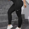 Women's Plain Flap Pocket Button High Waist Slim Leggings, Casual Comfy Breathable Skinny Cargo Pants for Daily Wear, Ladies Bottoms for All Seasons, Leggings Pockets, Leggings for Women, Pants for Women, High Waisted Legging