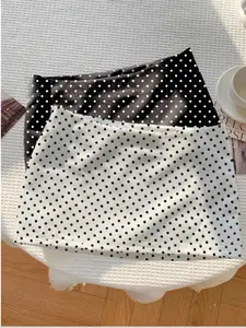 Women's Two-Piece Set New Polka Dot Fashion Tight Mini Skirt (lining Included), Stylish Casual Wear for Everyday