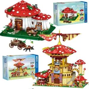2233PCS Or 2763PCS Mushroom Cottage Building Blocks Forest Fairy House with Figures Fantasy Village Toy Teens Kids Gifts