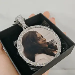 LeeChee Hiphop Zircon Custom Photo Pendant Necklace XL Personalized Pictures 6mm Rope Chain Rock Jewelry Party Gift