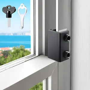 Sliding Window Locks (6 Sets), Window Locks for Up and Down Windows and Horizontal Windows, Window  Bars, Window  Lock with KeyAdjustable  Window Locks (Black)