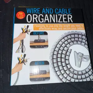 Wire & Cable Organizer – 7ft Flexible Cable Management Sleeve with Clip | Keep TV & Desk Cables N