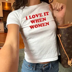 I Love It When Women Baby Tee, Lesbian Pride Shirt, Sapphic Femme WLW Baby Tee, Subtle Bi Pride Tee, Pride Shirt, Queer Fashion, Cute Gift