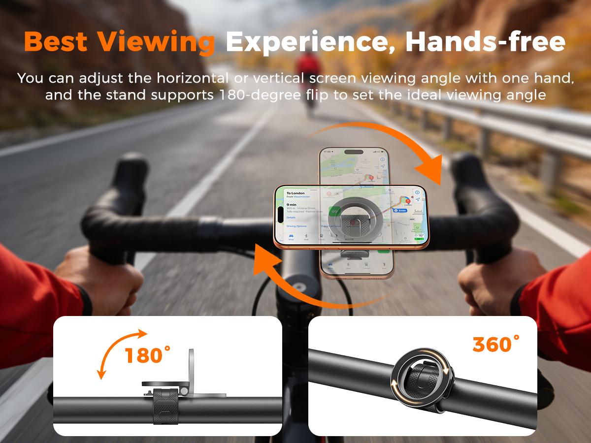 Stroller Magnetic  Phone Holder, , Magnetic Handlebar Mount, [Adjustable Silicone Strap], 17x N52 Strong Magnets, Fits Treadmills, Peloton, Shopping , Adjustable Strap, iPhone 12–17 & Android