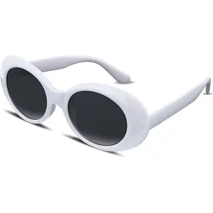 FEISEDY White Clout Goggles Sunglasses Women Men Retro Oval Sunglasses Girls Boys Sunglasses B2253