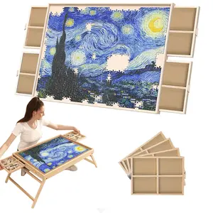 29.92"x22.04"Wooden Puzzle Table with Drawers Cover and Folding Legs,Gift for Loved Ones & Friends