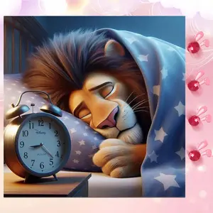 5D DIY Full Drill Round Diamond Painting - Diamond Art Painting Kit Sleeping Lion Mosaic, Canvas, Diamond Art Tools - DIY Decorative Painting, Home Wall Decor, Suitable for Halloween and Christmas, Birthday and Anniversary Gifts.