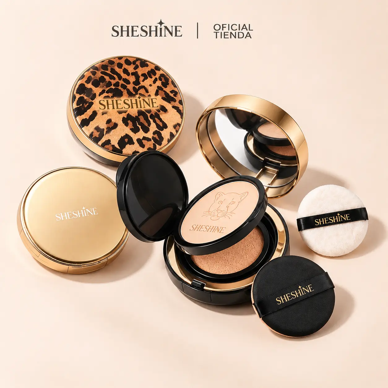 【A2】SHESHINE NOVO 2-in-1 Cushion BB + Compact Powder Foundation, Beauty Products with Hyaluronic Acid, Make Up for All Skin Types, Sun Protection & Natural Look in 30 Seconds SHESHINE2002