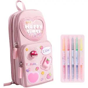 Mini Backpack Pencil Case Art Marker Storage Canvas Makeup Pocket Small Gadget Bag Organizer Random Free of Highlighters ()