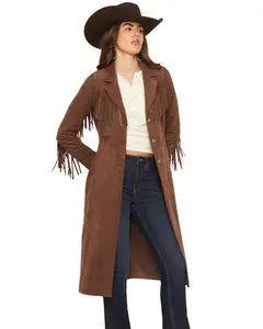 Shyanne Women's Faux Suede Fringe Trench Coat - Swfa25o8-Bn