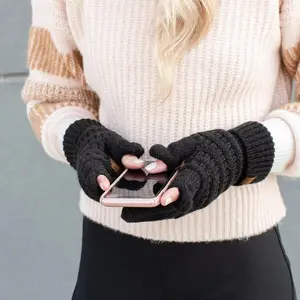 C.C® Touchscreen Compatible Gloves - Cable Knit Winter Gloves for Women & Men