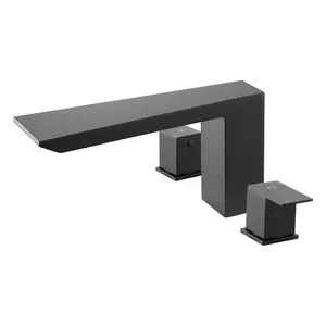 VEVOR Roman Tub Faucet, Bath Tubs Faucets Set with 2 Handles, Roman Tub Faucets Deck Mount for Pet Washing, Baby Care, Adult Bathing, Matte Black, Stainless Steel, 3 Hole Waterfall Bathtub Faucet