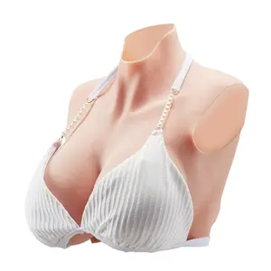 Silicone Breastplate K Sized High Neckline Fake Breasts for Cosplay Drag Queen