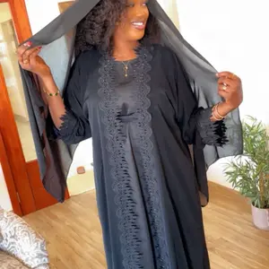 Elegant Abaya with Lace Detailing and Long Sleeves for Women