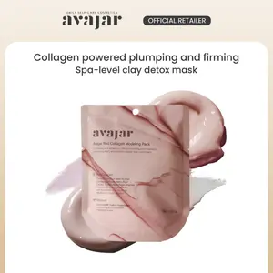 avajar Red Collagen Modeling Pack 28g | Professional K-Beauty Skincare with Rose Water, Camellia Oil, Hydrolyzed Collagen, Peptides, & Diatom Clay for Radiance & Firmness | Easy Mixing Pouch with Spoon & Spatula | For All Skin Types
