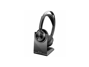Poly Voyager Focus 2 USB-C-C Headset +USB-C/A Adapter + Charging Stand - Google Assistant, Siri - Stereo - USB Type C - Wired/Wireless - Bluetooth - 298.6 ft - Over-the-head - Binaural - Supra-aural -