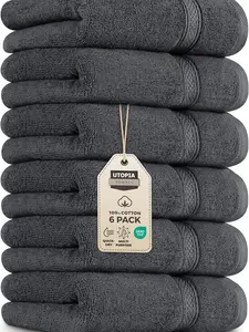 6 Pack Premium Hand Towels Set, 16 by 28 inches, 100% Ring Spun Cotton, Ultra Soft and Highly Absorbent 600GSM Towels for Bathroom, Gym, Shower, Hotel, and Spa, Grey