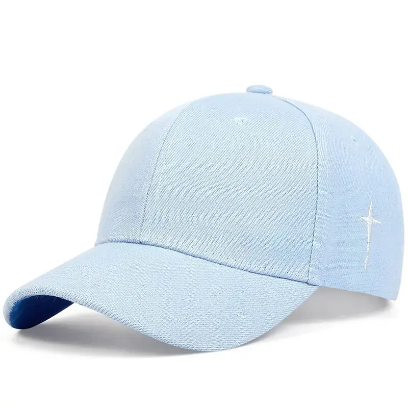 Unisex Fabric Baseball Cap with Cross Emblem, Water Drop Embroidery, Adjustable Fit, Sun Protection for Spring & Autumn Outdoor Casual Wear