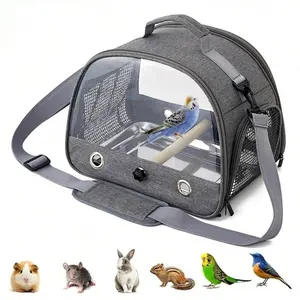 Bird Carrier Bag, Bird Travel Cage with Stand, Small Bird Carrier for Parrot, Portable Rabbit Carrier Travel Bag, Small Pet Transparent Breathable Travel Carrier