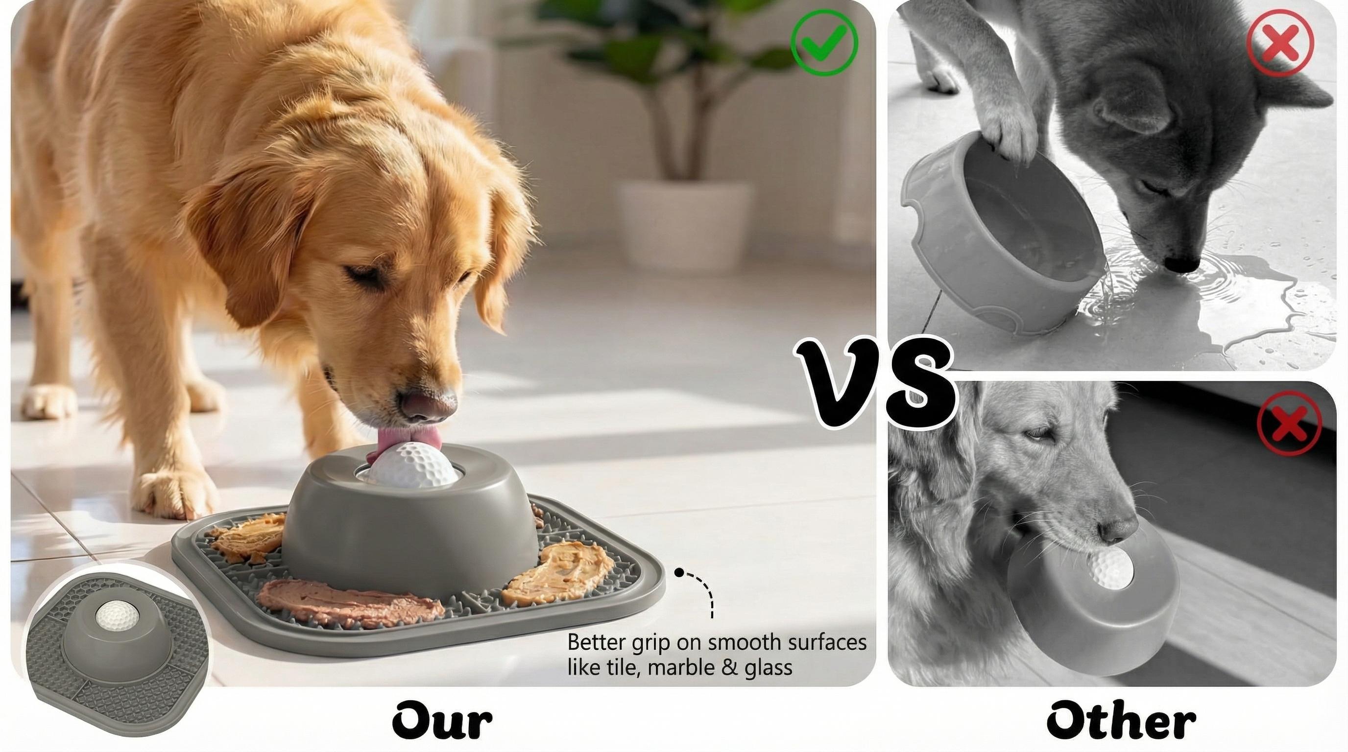 Dog Slow Feeder Bowls for Liquid Treat with Built-in Rolling Ball, No Spill Bone Broth Dog Licking Bowl, Multi-Purpose Yogurt Feeder Bowl for All Breeds Dietary Supplement/Post-op Nutrition Feeding, Gift for Dog