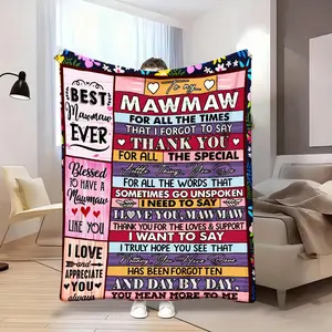 1pc Mawmaw Blanket |   Heartfelt Grandma Mother'S Day, Birthday, - Soft Flannel Throw With Grandchild'S Love, All-Season Cozy Bedspread Or Couch Cover, Hand Wash Only, Mixed Color, 280GSM - Sentimental Birthday