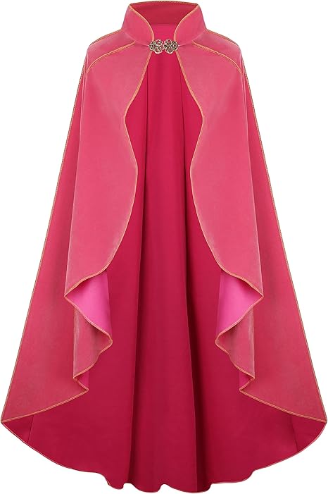 Women's Medieval Cloak Stand Collar Deluxe Velvet Gold Trim Renaissance Cape for Adult