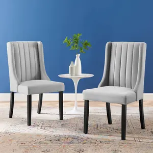 Modway Renew Parsons Performance Velvet Dining Side Chairs - Set of 2 in Light Gray