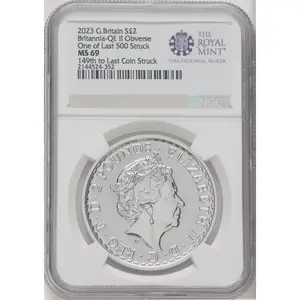 Royal Succession (2023 G.B. S2 BRITANNIA-QE II OBVERSE 64TH TO LAST COIN STRUCK.)