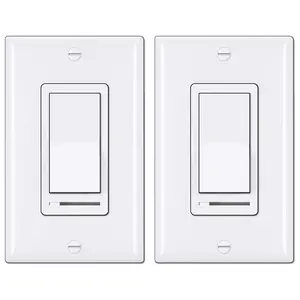 2 Pack Dimmer Light , Universal Lighting Control, Single Pole or 3 Way, Compatible with LED Dimmable Lamp, CFL, Incandescent, Halogen Bulb, Decorator Wallplate Included, UL Listed, White