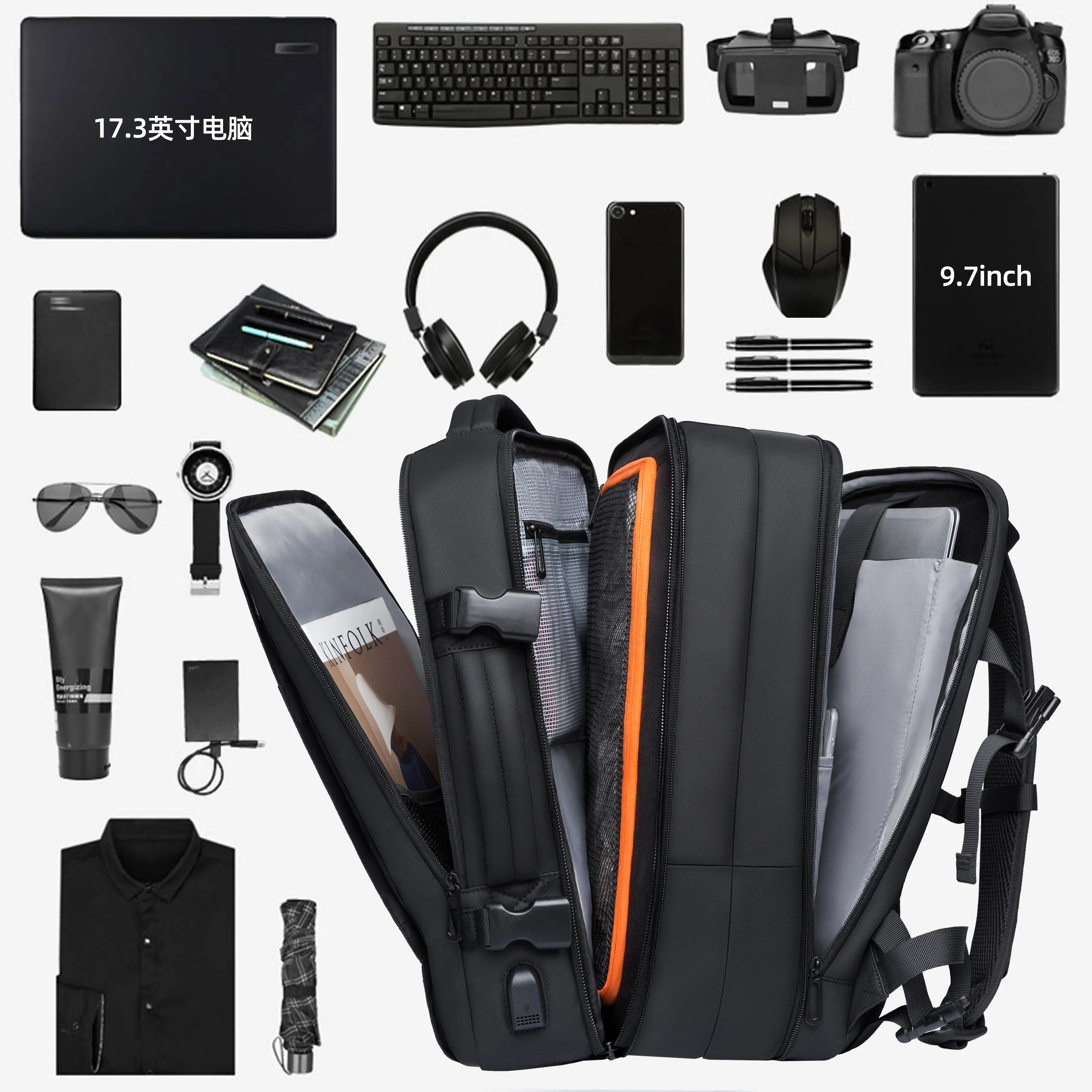 BANGE Men’s Laptop Backpack – Premium Feel, Large Capacity, Casual Travel & Business Use