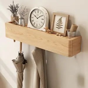 Solid  Wall Mounted Coat Rack with Shelf Hooks - Modern Floating Shelves with 5  Hooks, Heavy Duty Entryway Coat Key Holder Hanger for Hallway Bathroom Bedroom  Decor