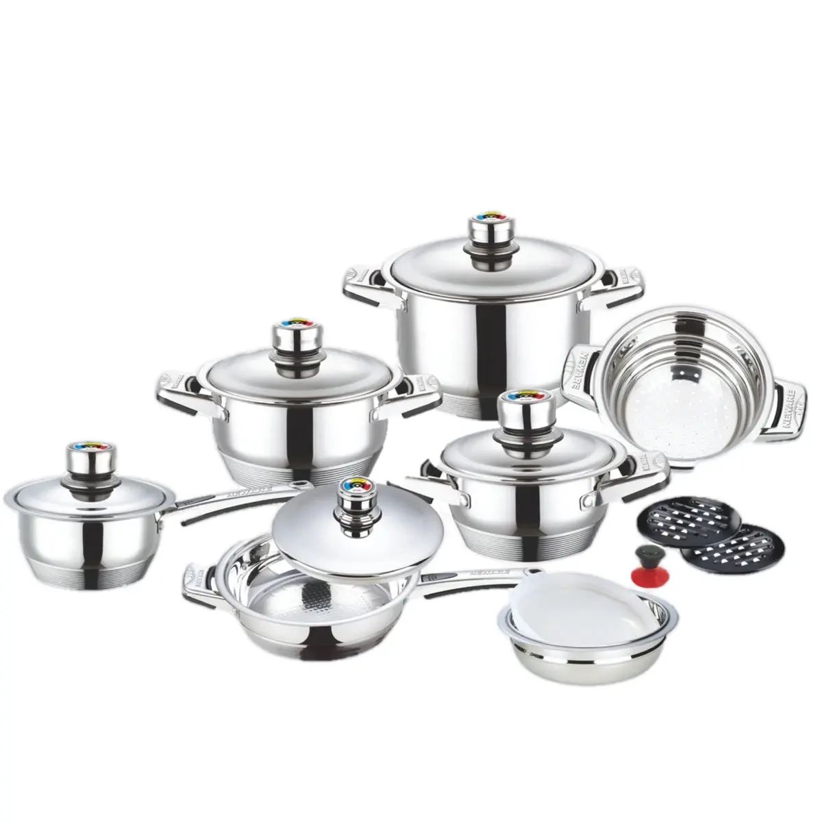 16 Piece Stainless Steel Pots and Pans Set/Batería de 16 piezas de acero inoxidable Cookware Frying