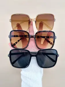 3 Pairs of Square Classic Elegant Women's Sunglasses, Perfect for Street Style, Date, Everyday Wear