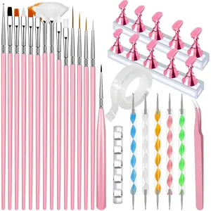 🎨 Professional DIY Nail Art Brush Set, Includes Painting Brushes/Dotting Tools/Magnetic Nail Stands/Double-Sided Tape/Tweezers/Brush Holders, DIY Nail Art Painting Tools | Recommended by Nail Artists