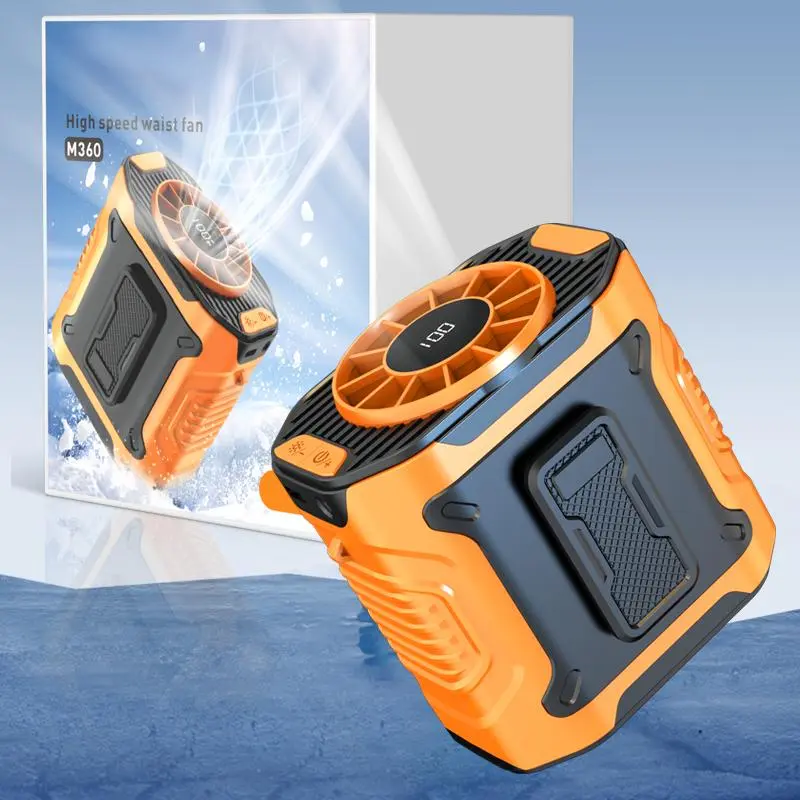 Portable Waist Fan, Travel Fan, Outdoor Cooling Fan, USB Rechargeable Fan with LED Light, Fan for Outdoor, Camping, Hiking, Fishing, Working, Wearable Waist Fan, Portable Fans