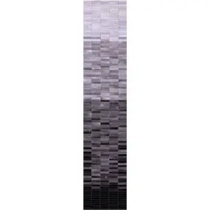 Grey & White Gradient Brickwork Natural Cowhide Hand Stitched Patchwork Runner Rug - 2' 6" X 12' 0"