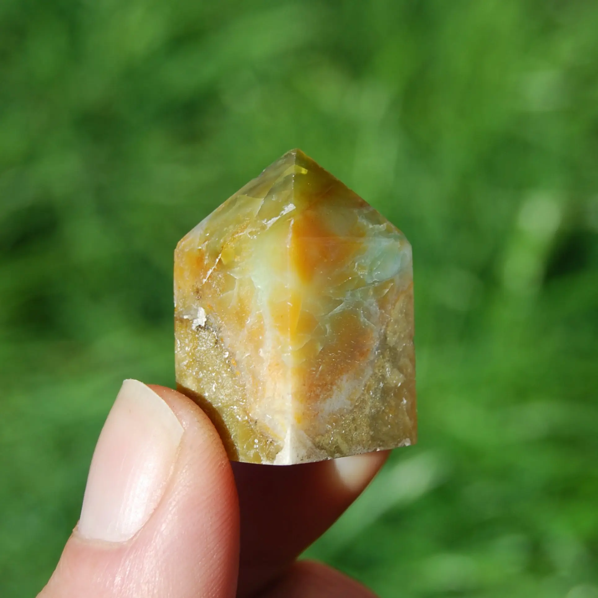 1.2in Rare Blue Opalized Petrified Wood Tower, Natural Precious Gemstone Tower, Indonesia