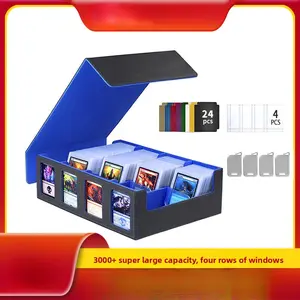 Super Large Capacity 4-Row Display Window Card Box | Holds 3000+ Cards | Perfect for Board Games, Yu-Gi-Oh! & MTG Commander