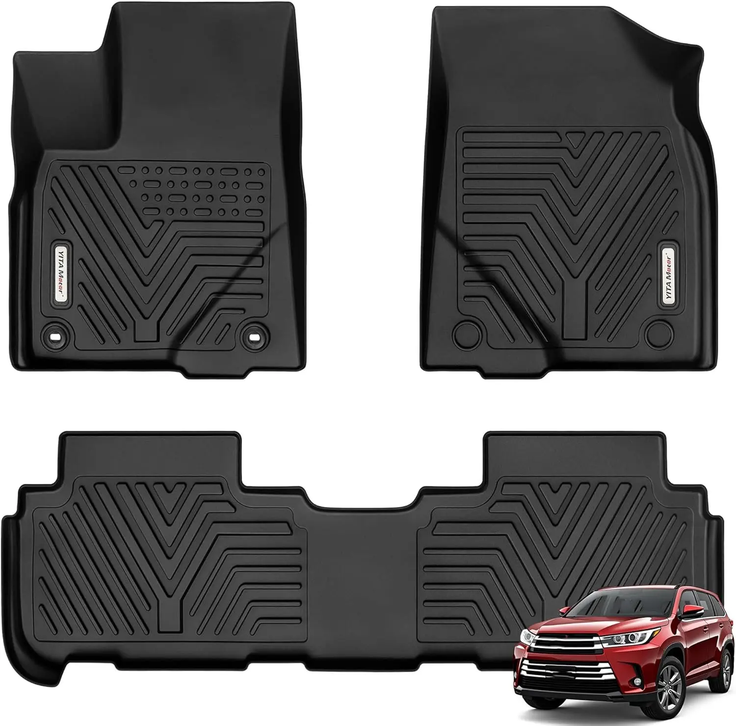 TPE Floor Mats fits 2014-2019 Toyota Highlander, All Weather, Waterproof